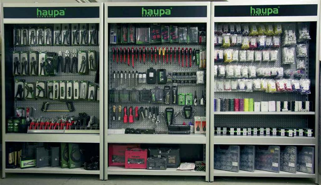 W tej kompletnej, skierowanej na klienta koncepcji prezentacyjnej, znajdzie on szeroką ofertę wysokiej jakości narzędzi HAUPA i materiałów eksploatacyjnych.