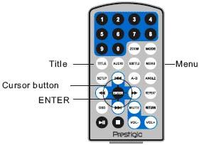 1. Wciśnij przycisk MENU, aby wejść do menu głównego dysku. 2. Press directional buttons to select user desired title/chapter. 3. Wciśnij ENTER, aby potwierdzić wybór.