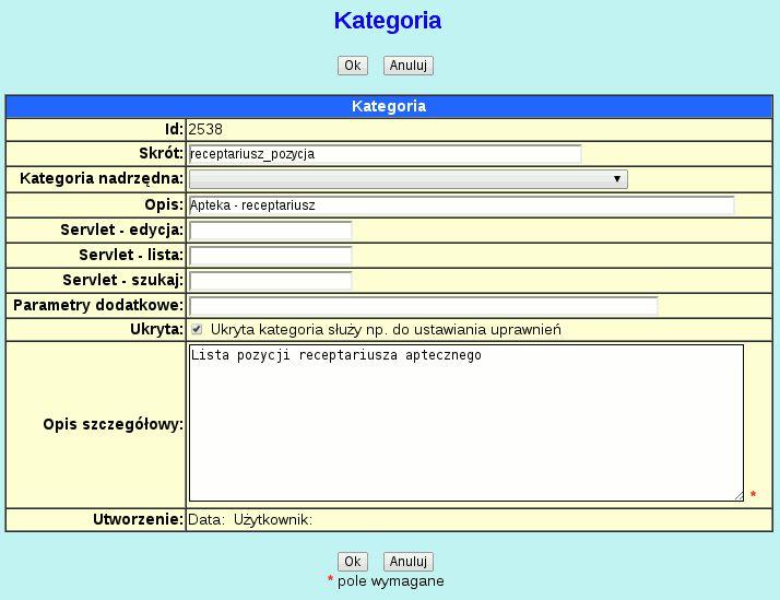 Konfiguracja mechanizmu Uruchomienie mechanizmu sprowadza się do włączenia kategorii systemowej i ustawieniu parametrów odpowiedzialnych za konfigurację.