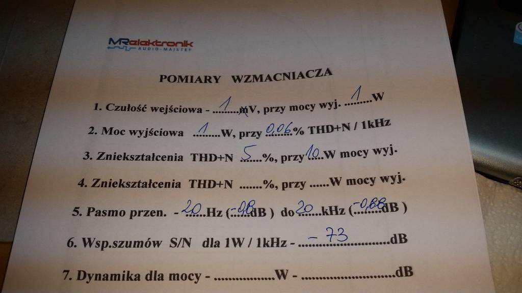 Fotka ze wstępnych pomiarów