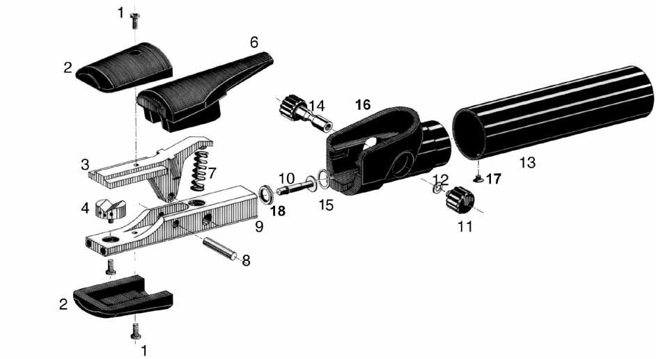 Uchwyty do żłobienia elektropowietrznego Części zamienne do Flair 1600 (rys.