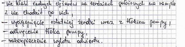 Przykład 2 Najczęściej popełniane błędy to stosowanie niewłaściwej terminologii lub podawanie czynności, które nie dotyczą obróbki odwiertu, np.