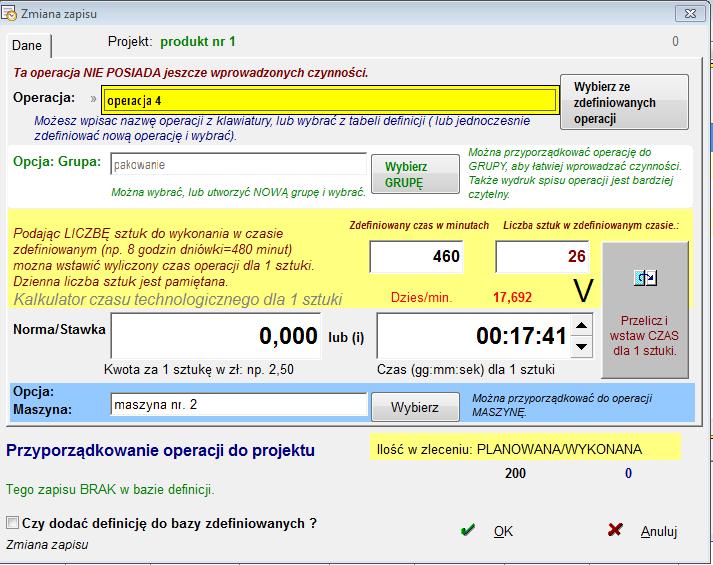 ale o różnej liczbie sztuk: 200 dla projektu1 i 300 dla projektu1 (kopia).