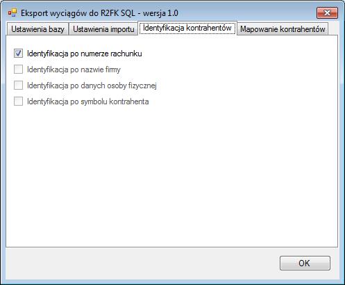 Identyfikacja kontrahentów Identyfikacja po numerze rachunku przypisane kontrahenta odbędzie się na podstawie pasującego numeru rachunku
