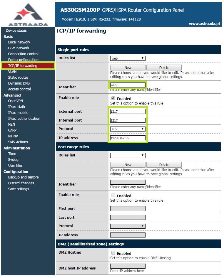 Przechodzimy do zakładki TCP/IP forwarding. Pole Identifier wypełniamy dowolną nazwą.