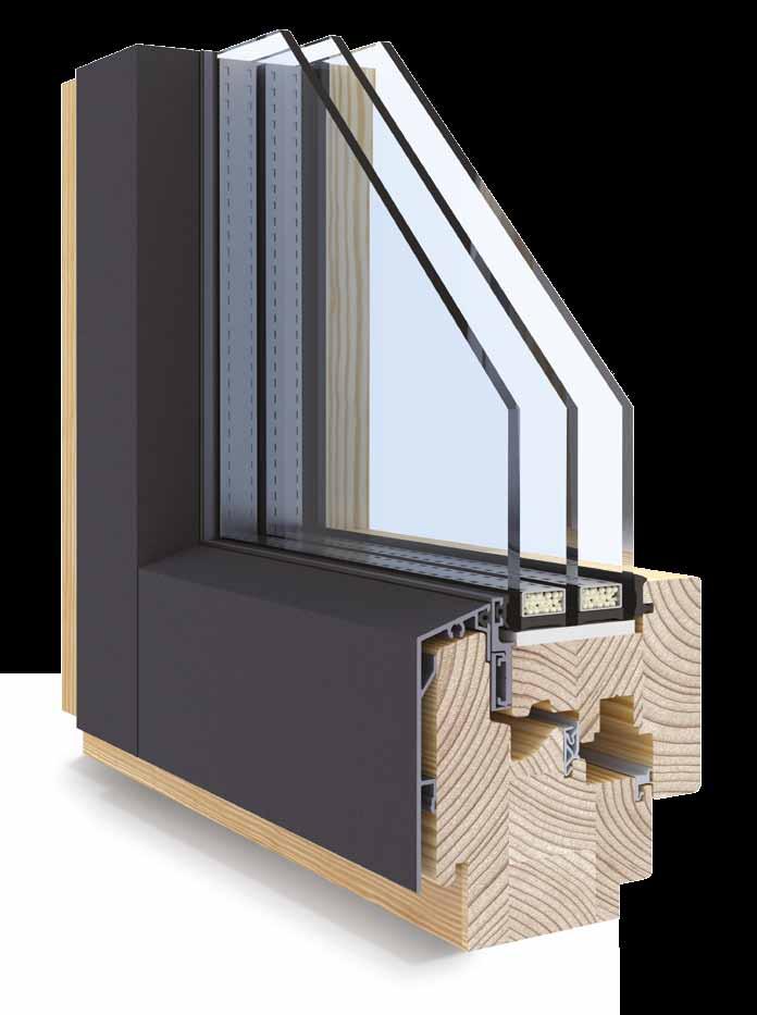 Unit glass Excellent thermal insulaton performance guaranteed by singleor double-chamber glazing units, Ug heat transfer coefficient up to 0.5 W/m²K.