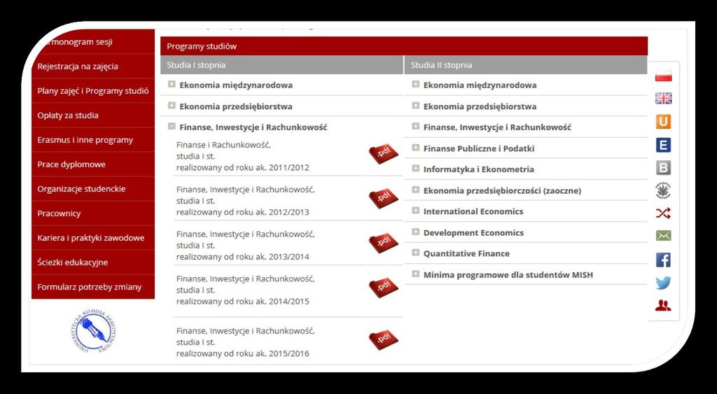 Wybieramy program studiówna zajęcia Rejestracja Strona główna / Dla studentów / Plan zajęć i