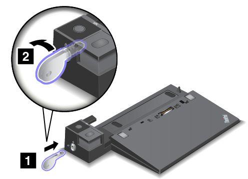 Podłączanie stacji dokującej ThinkPad Aby podłączyć komputer do obsługiwanej stacji dokującej ThinkPad, wykonaj następujące czynności: Informacja: Funkcja ThinkPad Basic Dock nie ma blokady