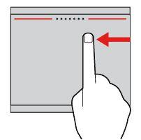 Przesuwanie od prawej krawędzi do środka ekranu i na odwrót Przesuń jednym palcem od prawej krawędzi trackpada do środka ekranu i na odwrót, aby ukryć panele funkcji.