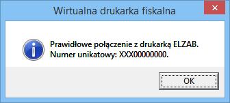 Przy prawidłowym połączeniu zostanie wyświetlony komunikat: Natomiast w przypadku