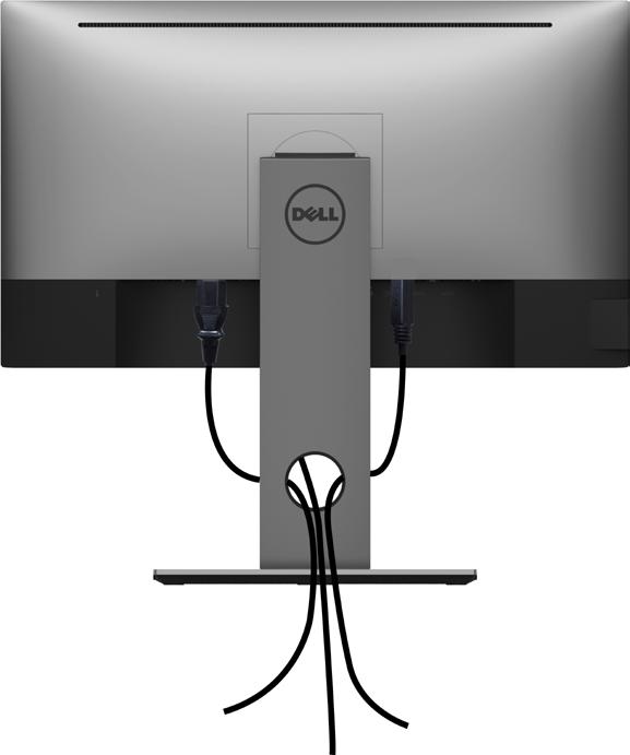 Organizacja kabli Po podłączeniu do monitora i komputera wszystkich niezbędnych kabli, (sprawdź podłączenie kabli w części Podłączanie monitora) poprowadź wszystkie kable, jak