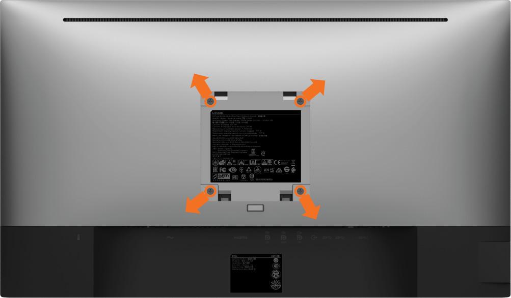 Mocowanie na ścianie (opcja) UWAGA: Przymocuj monitor do zestawu do montażu na ścianie za pomocą śrub M4 x 10 mm.