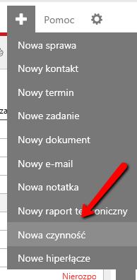 Koniecznym do spełnienia warunkiem przy tworzeniu zadania terminowego jest wybranie sprawy.