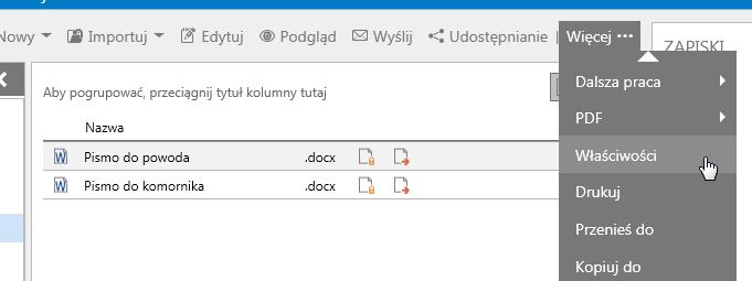 Możesz kliknąć dowolny folder, aby wyświetlić listę dokumentów tylko tego folderu. Folder dla dokumentu jest wybierany, gdy tworzony lub importowany jest do Kleosa.