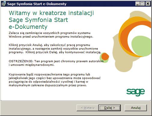 Instalacja programu Symfonia Start e-dokumenty 9 Instalacja Symfonia Start e-dokumenty Rys.