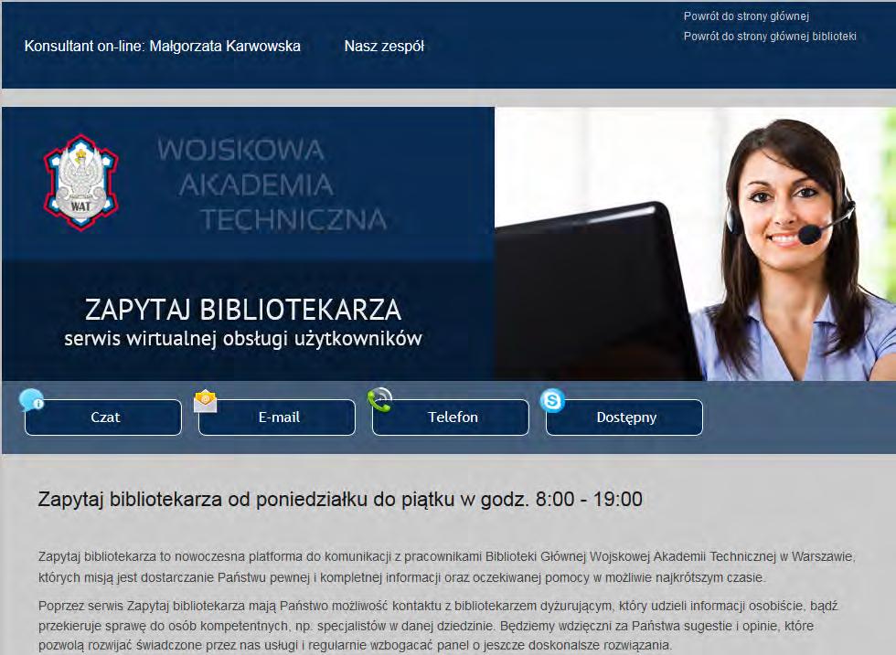 Biblioteka WAT w Warszawie Platforma komunikacyjna / Бібліотека