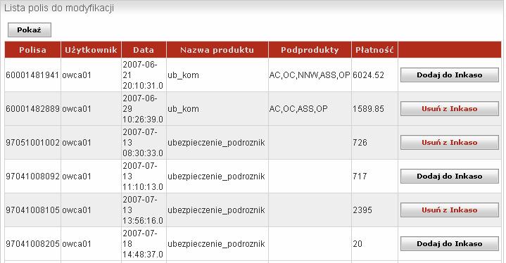 8. Korzystanie z inkasa zbiorczego Inkaso zbiorcze słuŝy do opłacania jednym przelewem na rzecz Generali wielu polis, za które zainkasowana została gotówka (takŝe za polisy wznowieniowe).