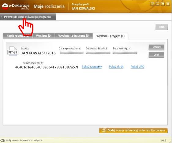 [42/44] o Przechodzimy do okna głównego programu e-deklaracje Desktop naciskając na