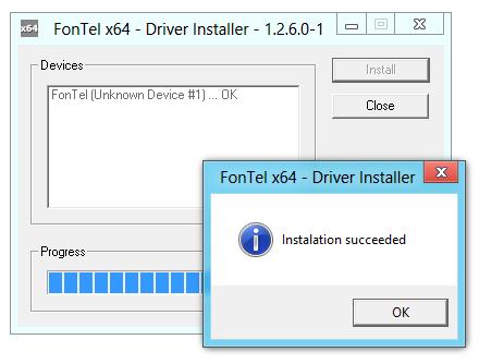 3. Po zakończeniu procesu instalacji naciśnij przycisk OK i zamknij program instalacyjny przyciskiem Zamknij. 1.3.3. Instalacja oprogramowania Aby zainstalować oprogramowanie FonTel uruchom program instalacyjny FonTelxxxxInstall.