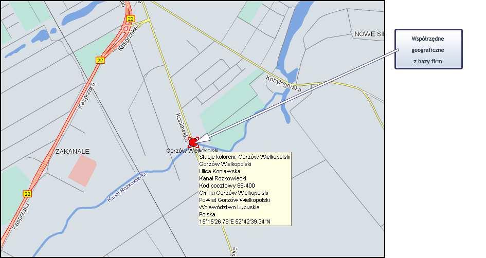 Szczegółowa lista funkcji: przeliczanie współrzędnych geograficznych na ekranowe; przeliczanie koordynat ekranowych na współrzędne geograficzne; zwracanie mapy o określonych współrzędnych