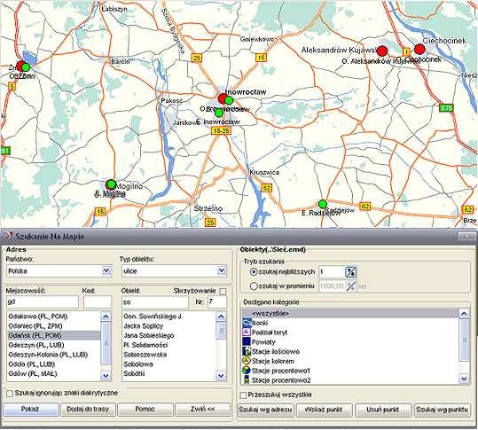 geokodowanie -- zamiana danych adresowych na współrzędne geograficzne powiązana z informacją zwrotną które z podanych informacji zostały wykorzystane