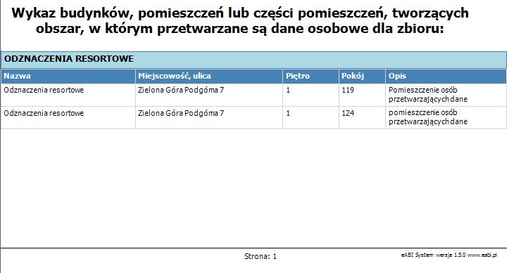 w opcji Słowniki>Obszar przetwarzania Przycisk Drukuj na zakładce Obszar umożliwia wydrukowanie miejsc