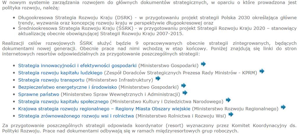 Nowa generacja dokumentów strategicznych Ministerstwo Rozwoju Regionalnego http://www.mrr.gov.