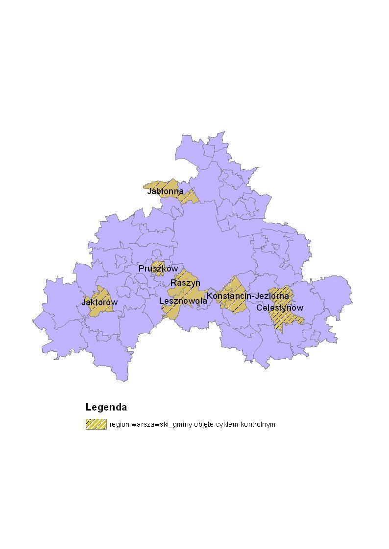 REGION WARSZAWSKI ZEBRANE ODPADY Gminy objęte cyklem kontrolnym (7 z 32 w województwie) Gmina Ludność Masa zebranych odpadów w 2012 r.