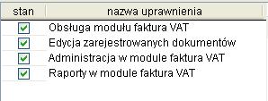 Ustawienia użytkownika Przed rozpoczęciem pracy z programem fakturowanie konieczne jest ustawienie dostępności modułu fakturowanie dla użytkowników programu. W tym celu należy: 1.