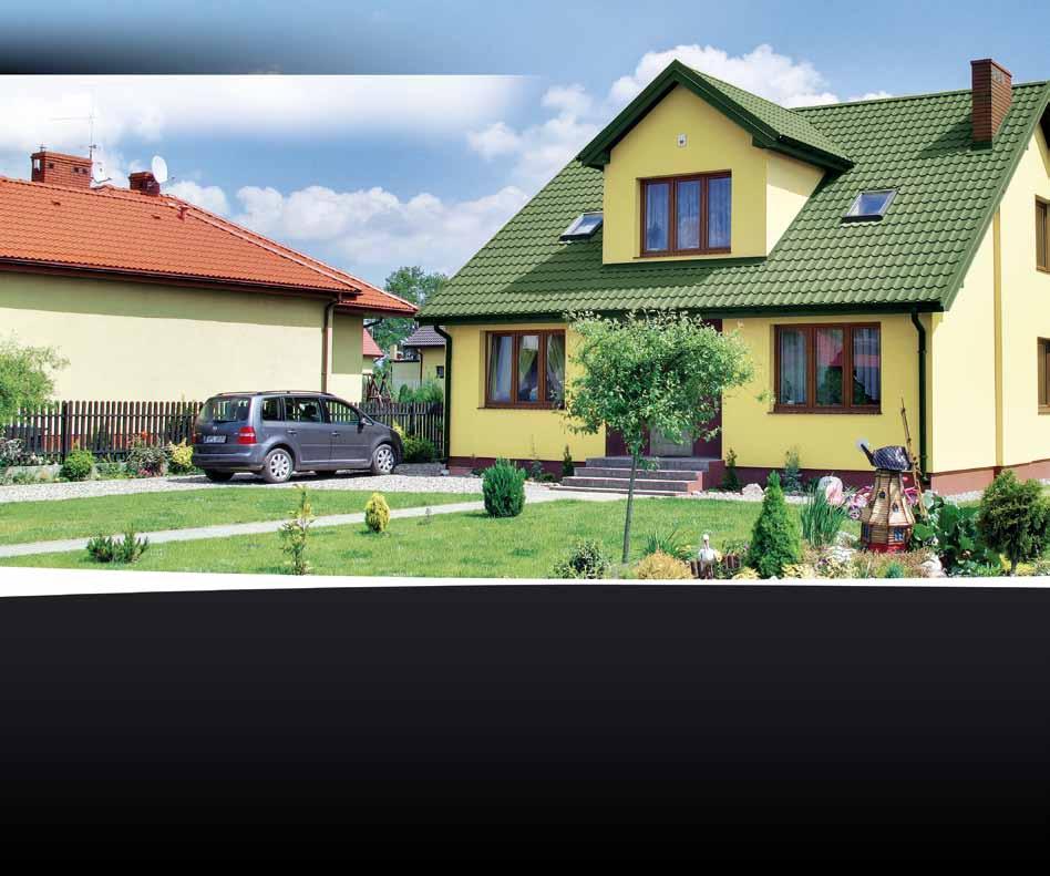 Blachodachówka Realizacja z użyciem blachodachówki w kolorze zielony mat Stalowe pokrycia dachowe BUDMAT będąc materiałem szczególnie estetycznym są jednocześnie praktyczne i ekonomiczne oraz łatwe w