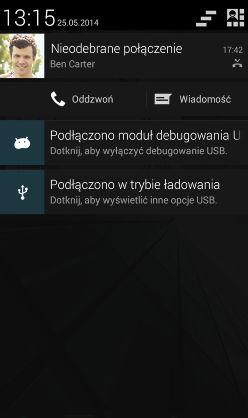 23 Pierwszy tydzień korzystania z nowego telefonu Panel powiadomień Ikony powiadomień informują o nowych wiadomościach, wydarzeniach kalendarzowych, alarmach oraz trwających czynnościach, np.