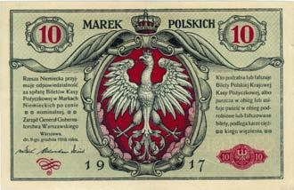 100 marek polskich 9.12.1916, jenera, seria A, numeracja 6-cio cyfrowa, Mi czak 6.a, Lucow 264 (R5), rzadkie III+ 600,- 871 872 *871.