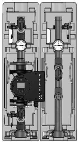 1.3 5 System zabudowy kotłowni do 2300 kw Grupy pompowe typ FL-UK DN 40-65 Grupy pompowe FL-UK bez mieszacza Rozstaw osi od 250 mm, komplet uszczelniony i sprawdzony ciśnieniowo.