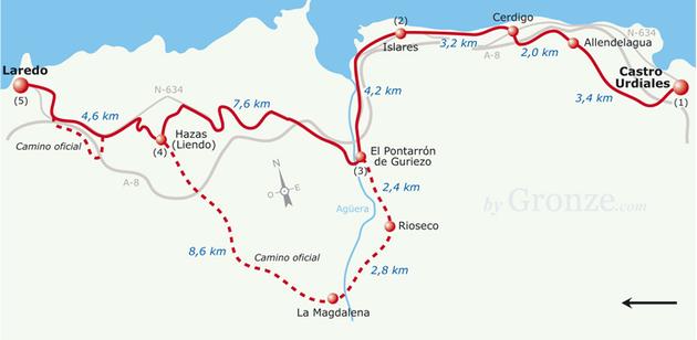 Etap 10 Castro Urdiales - Laredo (36 km) Długi etap, z czego większość drogą nadmorską.