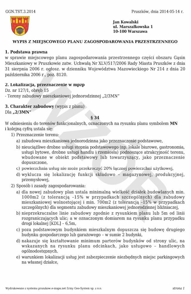 Dzięki wprowadzonej automatyzacji wygenerowanie podstawowych dokumentów jakimi są wypis i wyrys z planu, sprowadza się do wskazania działki