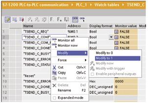 Konfiguracja bloków komunikacyjnych Nr Instrukcja Uwaga/rysunek S7-1200 i Ethernet Kliknij prawym klawiszem i wybierz Modify->Modify to 1 aby ustalić parametr kontrolny