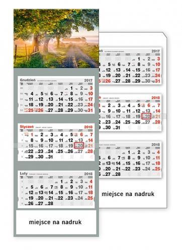 6. Kalendarz trójdzielny UWAGI: 100 szt. - całkowity wymiar: 310 x 825 mm; główki: 310 x 225 mm; pleców: 310 x 600 mm; jednego z trzech kalendariów: 295 x 150 mm.