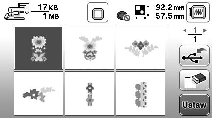 Korzystni z funkji pmięi Poirni wzorów hftu Poirni wzorów hftu przhowywnyh w pmięi mszyny lu w pmięi USB. Ay porć wzór hftu z pmięi USB, włóż pmięć USB o portu USB mszyny.