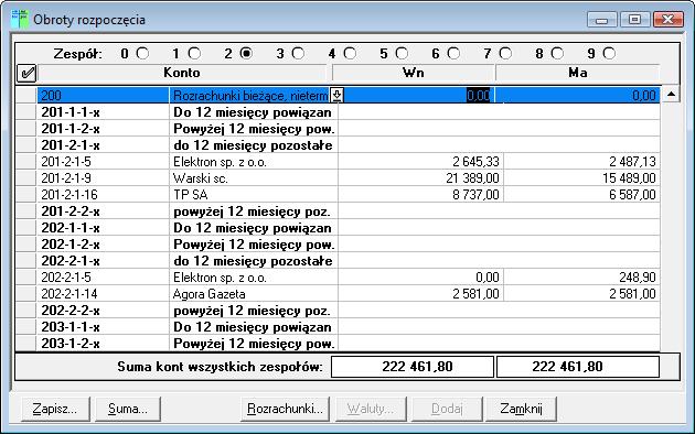 Ustawienia merytoryczne 5 29 Jeżeli zapomnimy w pierwszym roku pracy z programem w bilansie otwarcia bądź obrotach rozpoczęcia o rozrachunkach, można uzupełnić rozrachunki po zaksięgowaniu bilansu