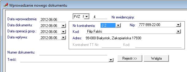 Ewidencja danych 6 21 Rys. 6-24 Kartoteka kontrahentów incydentalnych Rys.