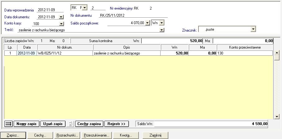 6 50 Podręcznik użytkownika Symfonia Finanse i Księgowość Kolejność naliczania salda początkowego ustalana jest zgodnie z numerem ewidencyjnym dokumentu, dzięki czemu otrzymujesz ciąg dokumentów