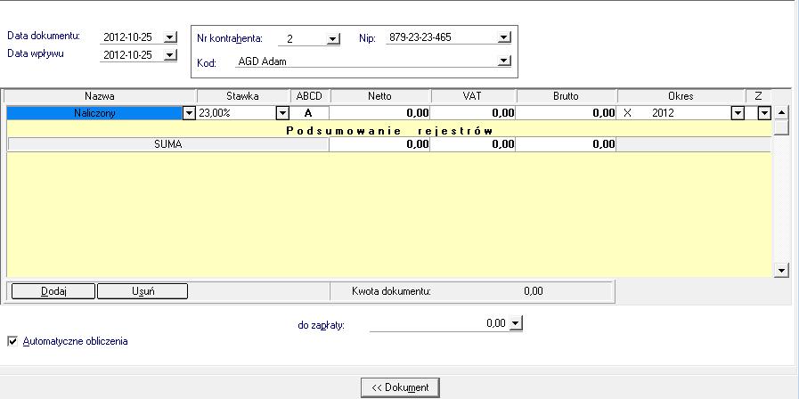 6 52 Podręcznik użytkownika Symfonia Finanse i Księgowość Rejestr RK Wprowadzając kolejne zapisy do raportu kasowego można podać również dane do rejestru VAT.