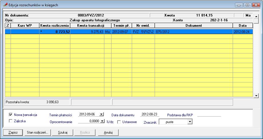 Ewidencja danych 6 117 UWAGA Nie można edytować rozrachunków walutowych. Rys.