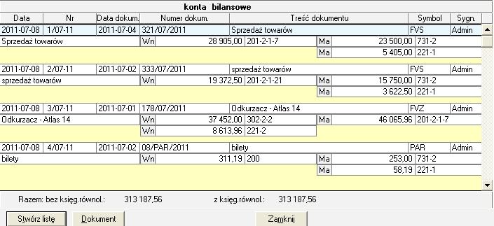 Zestawianie danych 8 29 Rys. 8-34 Zestawienie kontrolne księgowań konta i okres typ prezentowanych kont oraz okres sprawozdawczy, w który został zaksięgowany dokument.