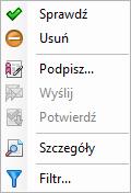 10-27 Wywołanie menu podręcznego z informacjami o stanie wybranej e-deklaracji w programie Symfonia e-deklaracje W oknie deklaracji, podobnie jak w oknie Lista