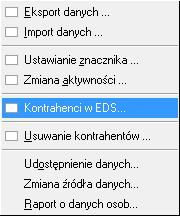 Wybór opcji Kontrahenci w EDS skutkuje otwarciem kolejnego okna z listą kontrahentów programu Symfonia e-dokumenty.