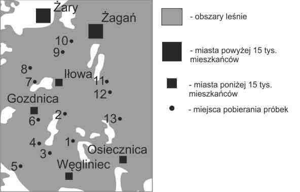 738 Dominik Jerz, Małgorzata Rajfur i Andrzej Kłos Charakterystyka obszaru badań Badania prowadzone były w Borach Dolnośląskich.