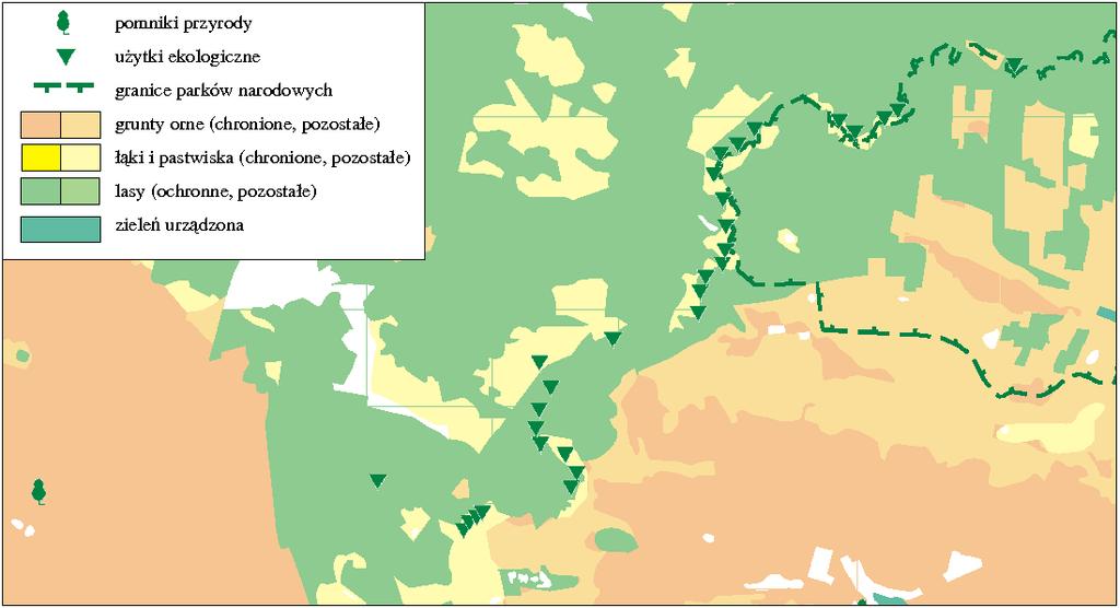 Nowa koncepcja harmonizacji map tematycznych sposób na zwiększenie zasięgu Formy ochrony środowiska przyrodniczego (rys. 7). Zagadnienie charakterystyczne tylko dla mapy sozologicznej.