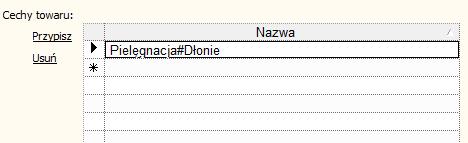 Aby przyporządkować kategorie dodatkowe, należy w Subiekcie utworzyć cechy towarów (administracja słowniki cechy towarów), których nazwa będzie ścieżką do kategorii dodatkowej