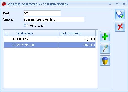 10.2 Ćwiczenie: Tworzenie schematów opakowań kaucjonowanych Cel ćwiczenia: utworzenie schematu, na podstawie którego program będzie wyliczał ilość opakowań kaucjonowanych towarzyszących transakcji